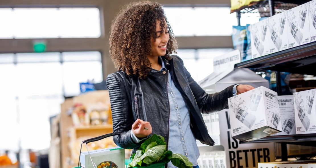 Woman shopping for food